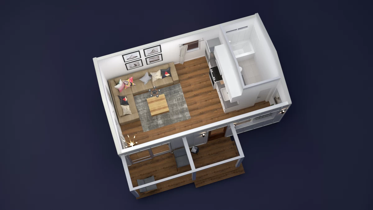 Studio – Home Office – 336 sq ft - Proteus Homes ADU floor plan