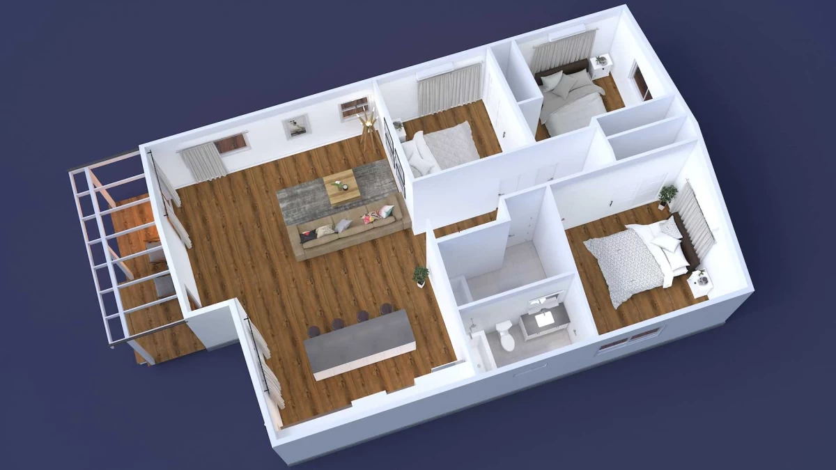Three Bedroom – 1200 sq ft - Proteus Homes ADU floor plan