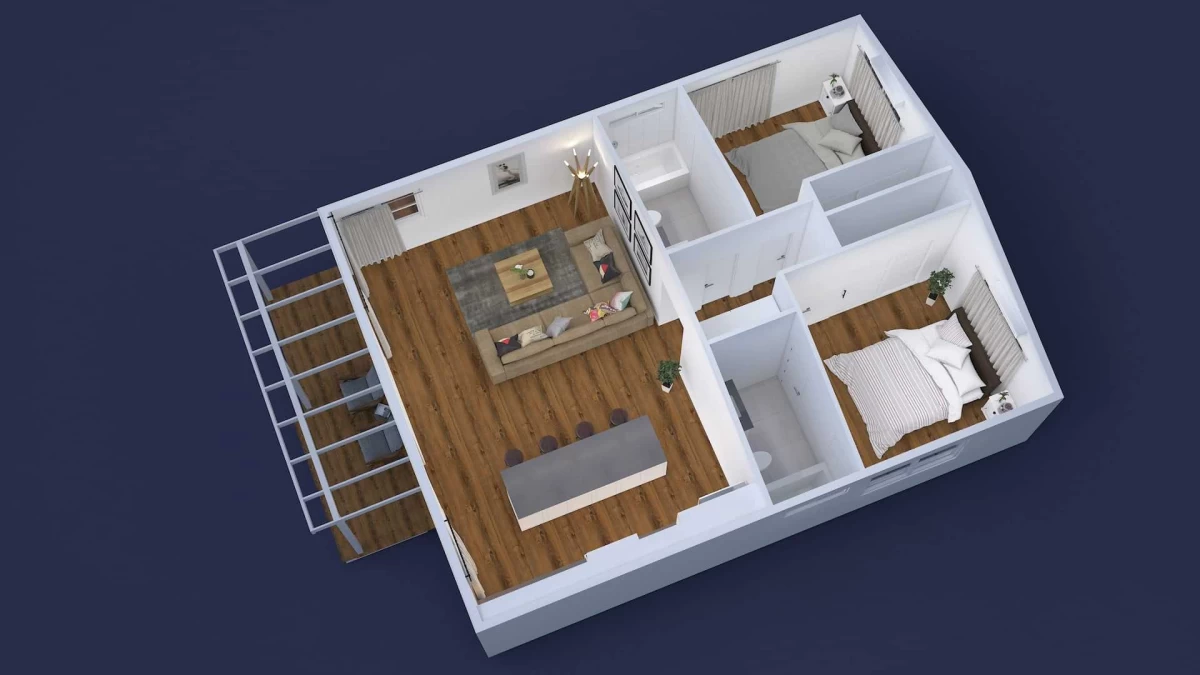 Two Bedroom – 749 sq ft - Proteus Homes ADU floor plan