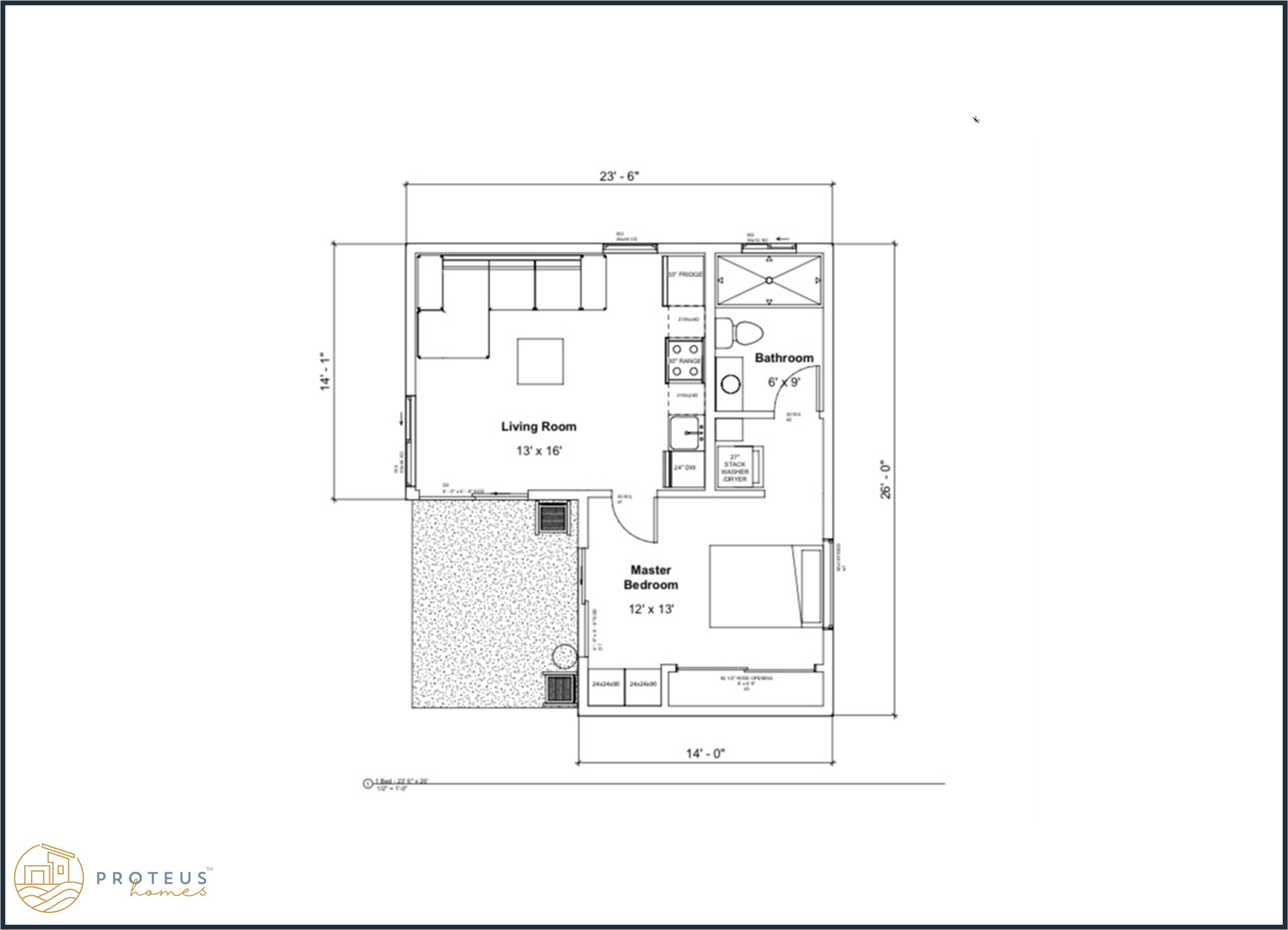 One Bedroom Offset Adu Floorplan